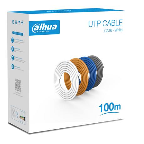 Bobina Dahua Pfm9201-6Un-C-100 De 100 Metros De Cable Utp , Cat6, 100% Cobre ,Color Blanco, Cubierta Retardante De Flama Con Certificacion Ansi, Ul Cm, Ideal Para Videos Y Redes FullOffice.com 