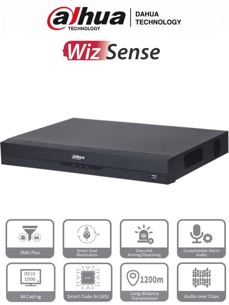 Dahua XVR4232AN-I DVR de 32 Canales 1080p Lite, H.265, 2 Bahías, 16 Canales SMD Plus, HDMI/VGA
