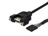 StarTech.com Cable de 91cm USB 2.0 para Montaje en Panel conexión a Placa Madre IDC 5 Pines - Hembra USB A, Negro