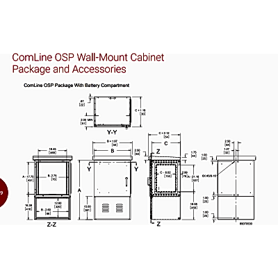 Gabinete Para Exterior OSP ComLine de 12 UR con espacio para Baterías, 600 mm de Ancho, 500 mm de Profundidad De Aluminio, Color Gris Claro Con Protec