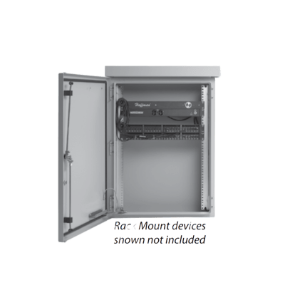 Gabinete Para Exterior OSP ComLine de 18 UR, 600 mm de Ancho, 500 mm de Profundidad De Aluminio, Color Gris Claro Con Protección NEMA 4/12/4X/3/3R; IP