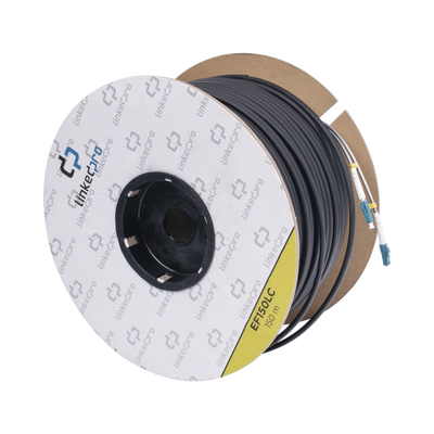 Carrete de Fibra Óptica Monomodo con Conectores LC-LC Duplex, Reforzada con Kevlar, de 150 Metros (492.13 Pies), Para Instalaciones Subterráneas por Tubería