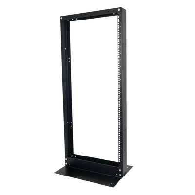Rack de 2 Postes, Estándar 19", 24 Unidades, Fabricado en Acero, Base "L" para Anclar a Piso.