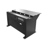 Escritorio Estación Mobiliaria Profesional de Monitoreo y Control / Videovigilancia / Acceso / Alarmas / Etc... / Metal Negro y Madera Tono Oscuro