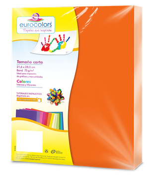PAPEL CORTADO EUROCOLORS CARTA NARANJA ZANAHORIA C/100