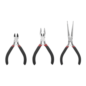 Juego de 3 Mini Pinzas de Corte de 5". Incluye: Pinza de Punta Redonda, Diagonal y Punta de Aguja.