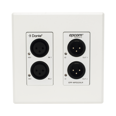 EPPWPD22XLR - Extensor de Audio / Conversión XLR a Dante® / 2 Entradas y 2 Salidas / Phantom Power 48V / PoE / Latencia 1-5 ms / Rango Dinámico >90 dB