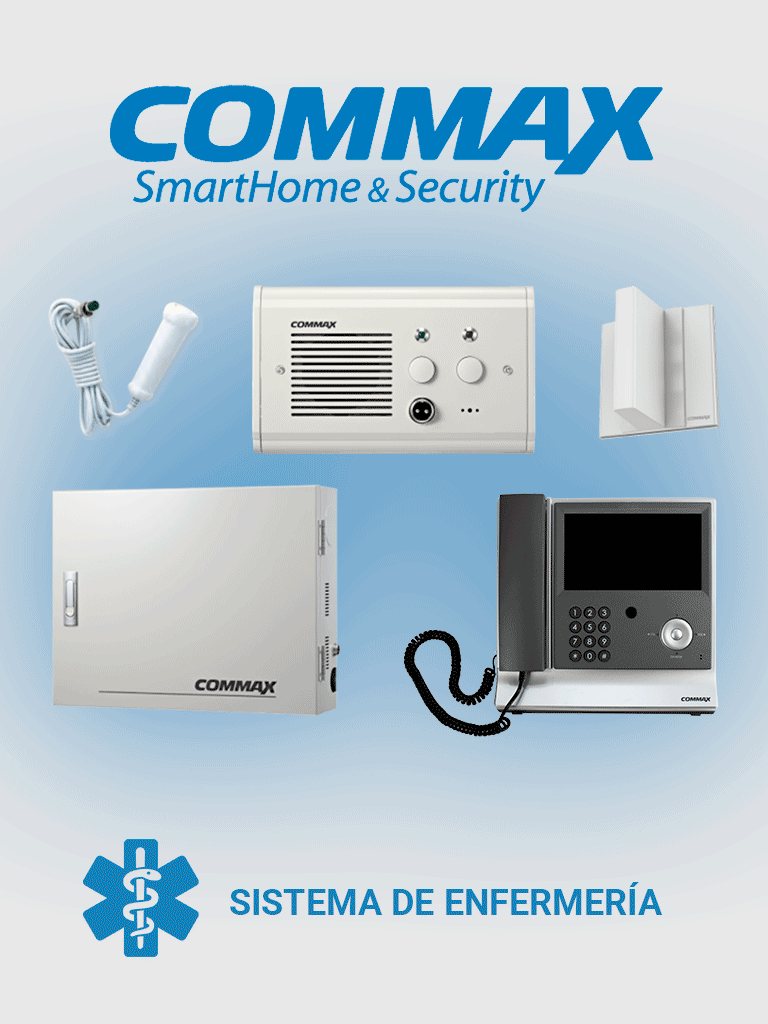 Sistema de Enfermería COMMAX para 10 Habitaciones / Central, Estación, 10 Subestaciones, 10 Botones y 10 Luces