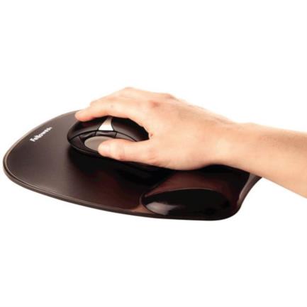 Mouse Pad Fellowes con Reposamuñecas de Gel Crystal,  Dimensiones 25x22cm, Color Negro