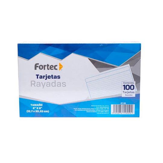 Tarjeta índice Fortec rayada 12.7 x 20.3