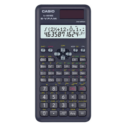 Casio FX-991MS-2-S-MH calculadora Bolsillo Calculadora científica Negro, 12 dígitos, 2 líneas, Batería/Solar