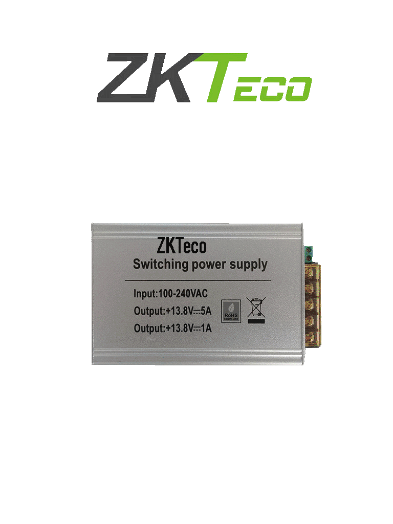 Fuente de Poder ZKTECO TPM005B / 110V Entrada / 12V Salida / Compatible Paneles InBio