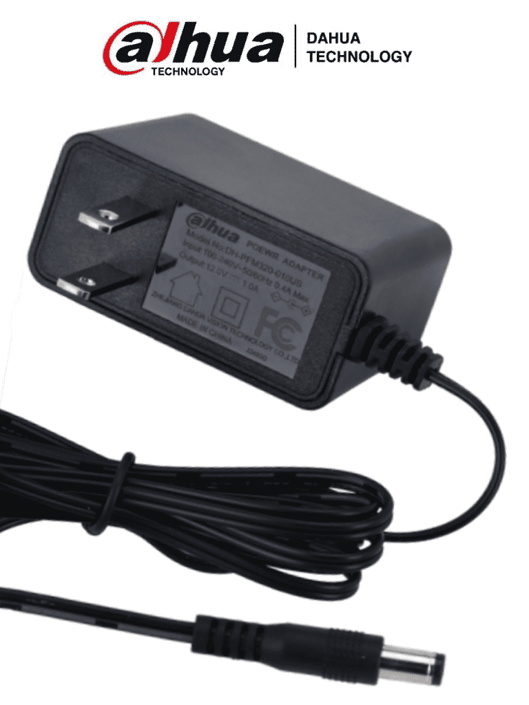 Fuente de Poder DAHUA PFM320-010US 12V 1A/ Entrada 100-240VAC/ Protección Sobrecorriente/Voltaje/ Cable 1.5M/ CCTV