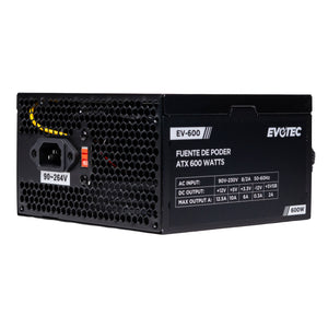 Evotec Ev-600 unidad de fuente de alimentación 600 W 24-pin ATX ATX Negro
