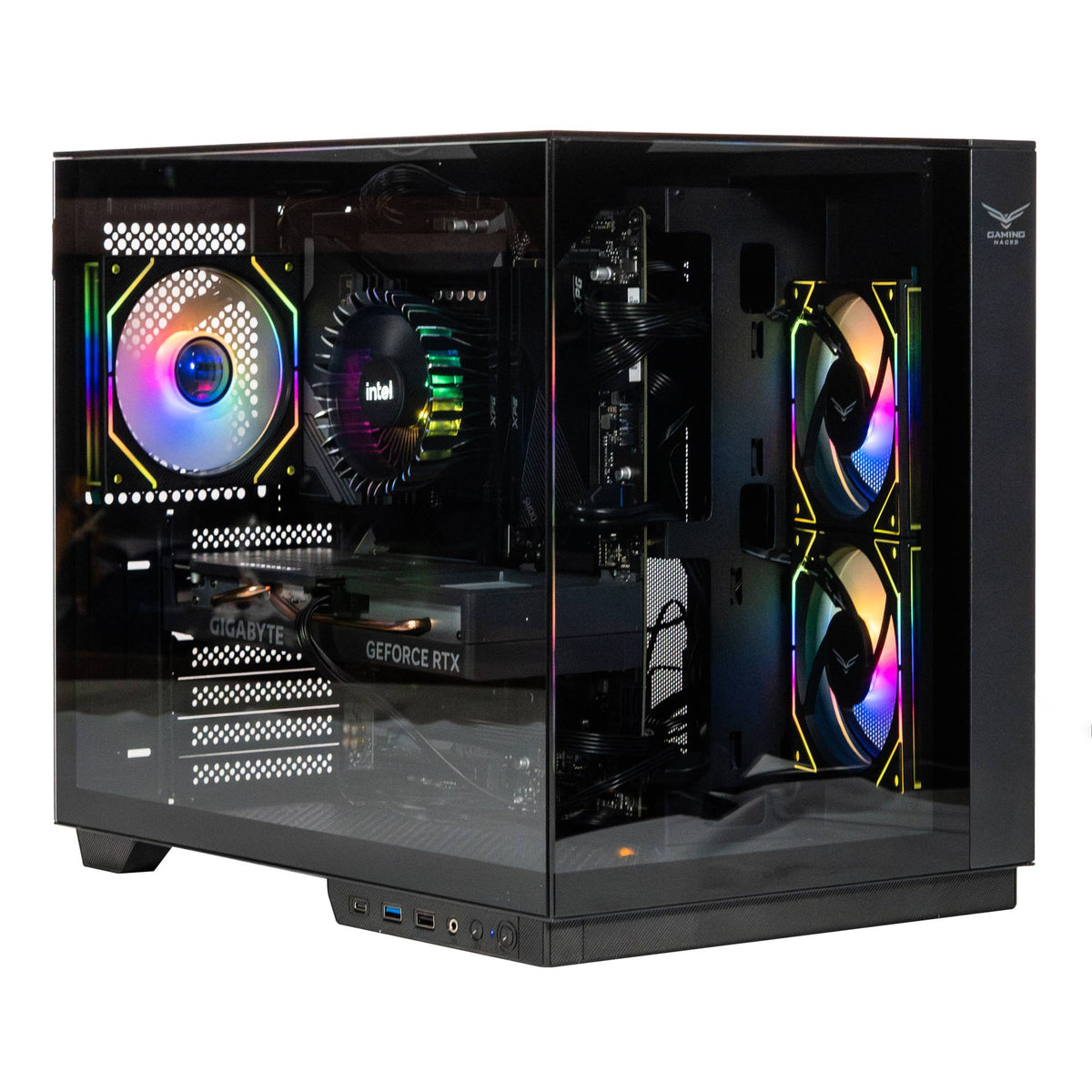 NA-0638 - Gabinete gamer Naceb Midi-Tower  ATX/Micro-ATX/Mini-ITX  USB 2.0/3.0  sin fuente  3 ventiladores instalados color Negro modelo NA-0638