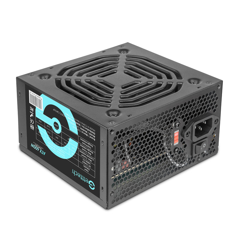 Fuente de Poder GettTech GFS-60020-01 600W ATX 12V 2.0 con Cable de Corriente 1.2m