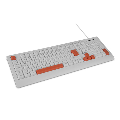 Teclado Getttech Slim Blanco Español USB con Reposamanos, 02 Teclas Multimedia, Cable 1.5m