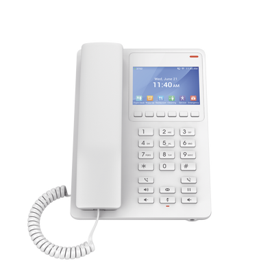 GHP630W, Teléfono Hotelero IP Blanco, WiFi-6, LCD Color 3.5", 2 SIP 2 líneas, GDMS, soporta PoE