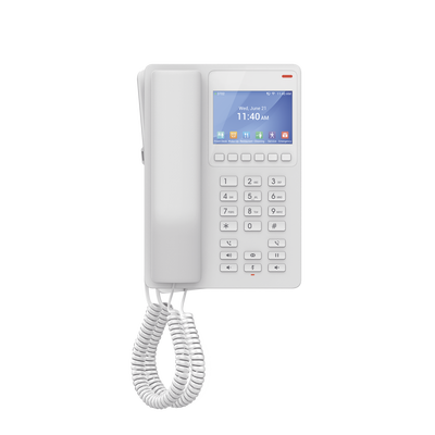 GHP630W, Teléfono Hotelero IP Blanco, WiFi-6, LCD Color 3.5", 2 SIP 2 líneas, GDMS, soporta PoE
