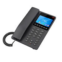 GHP631, Teléfono Hotelero IP Negro, LCD Color 3.5", 2 SIP 2 líneas, GDMS, soporta PoE