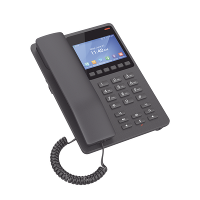 GHP631W, Teléfono Hotelero IP Negro, WiFi-6, LCD Color 3.5", 2 SIP 2 líneas, GDMS, soporta PoE