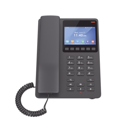 GHP631W, Teléfono Hotelero IP Negro, WiFi-6, LCD Color 3.5", 2 SIP 2 líneas, GDMS, soporta PoE