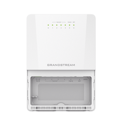 GWN7710R, Switch Administrable capa 2-lite, exteriores IP66, 5 x GigaEth, 4 x PoE out at/af o pasivo y 1 In, 1 x SFP