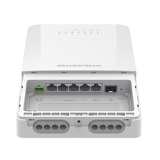 GWN7710R, Switch Administrable capa 2-lite, exteriores IP66, 5 x GigaEth, 4 x PoE out at/af o pasivo y 1 In, 1 x SFP