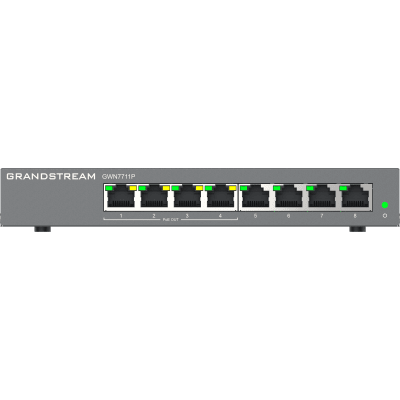 GWN7711P, Switch Administrable capa 2-lite, 8 x GigaEth, 4 x PoE, fuente 60w