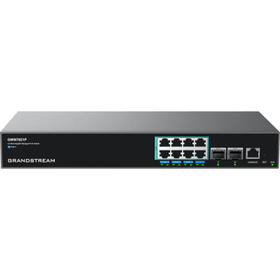 GWN7821P, Switch de agregación PoE++ Administrable capa 3, 8 x 2.5GigaEth PoE 802.3af/at/bt