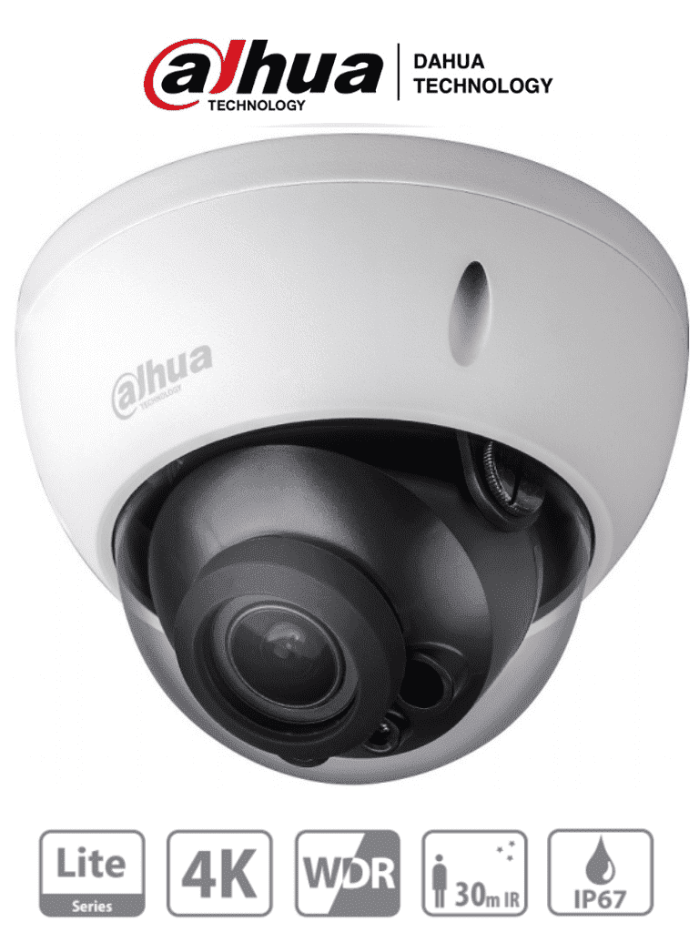 Cámara Domo Dahua 4K HAC-HDBW1801R-Z, 8MP, Lente Motorizado 2.7-13.5mm, IR 30m, WDR 120dB, IP67, IK10, CVI/TVI/AHD/CVBS