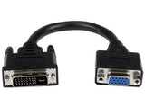 StarTech.com Adaptador Conversor de 20cm DVI-I a VGA - DVI-I Macho - HD15 Hembra - Cable Convertidor Negro Cable Níquel 0,203 m DVI-I VGA