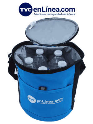 Hielera Portátil TVC con Logotipo, Color Azul, Impermeable, Promocional - Capacidad 12 Latas