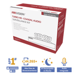 KIT HIKVISION TURBOHD (MICROFONO INTEGRADO)  5 MEGAPIXEL / DVR 4 CANALES / 4 CAMARAS BALA CON MICROFONO INTEGRADO (EXTERIOR 2.8 MM) / FUENTE DE PODER / ACCESORIOS DE INSTALACION