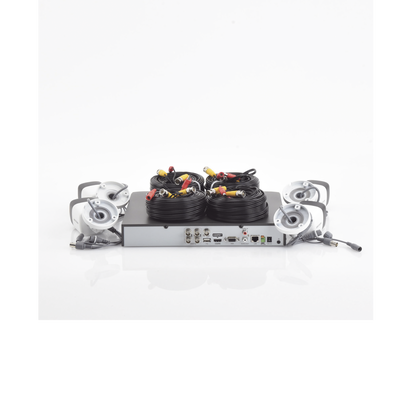 KIT HIKVISION TURBOHD (MICROFONO INTEGRADO)  5 MEGAPIXEL / DVR 4 CANALES / 4 CAMARAS BALA CON MICROFONO INTEGRADO (EXTERIOR 2.8 MM) / FUENTE DE PODER / ACCESORIOS DE INSTALACION