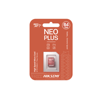Memoria Microsd Hiksemi, 64GB, Clase 10, Especializada para Videovigilancia (Uso 24/7), Lectura 95MBS, Escritura 25MBS