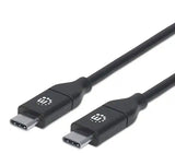 Manhattan Cable USB-C a USB-C, 2 m, macho a macho, 480 Mbps (USB 2.0), 5 A (carga súper rápida), negro, garantía de por vida, equivalente a USB2C5C2M Cable USB 2.0 USB C USB C Macho