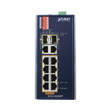 Switch Industrial PoE no administrable de 8 Puertos 10/100TX 802.3at,  Hasta 240 W, Combo TP / SFP Gigabit TP / SFP  (-40 ~ 75 grados C)