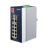 Switch Industrial PoE no administrable de 8 Puertos 10/100TX 802.3at,  Hasta 240 W, Combo TP / SFP Gigabit TP / SFP  (-40 ~ 75 grados C)