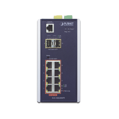 PLANET IGS-10020HPT switch Gestionado L2+ Gigabit Ethernet (10/100/1000) Energía sobre Ethernet (PoE) Negro, Blanco