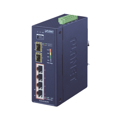 PLANET IGS-624HPT switch No administrado Gigabit Ethernet (10/100/1000) Energía sobre Ethernet (PoE) Azul