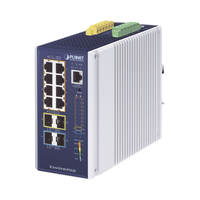 PLANET IP30 DIN-rail Industrial L3 Gestionado Gigabit Ethernet (10/100/1000) Energía sobre Ethernet (PoE) Azul, Gris