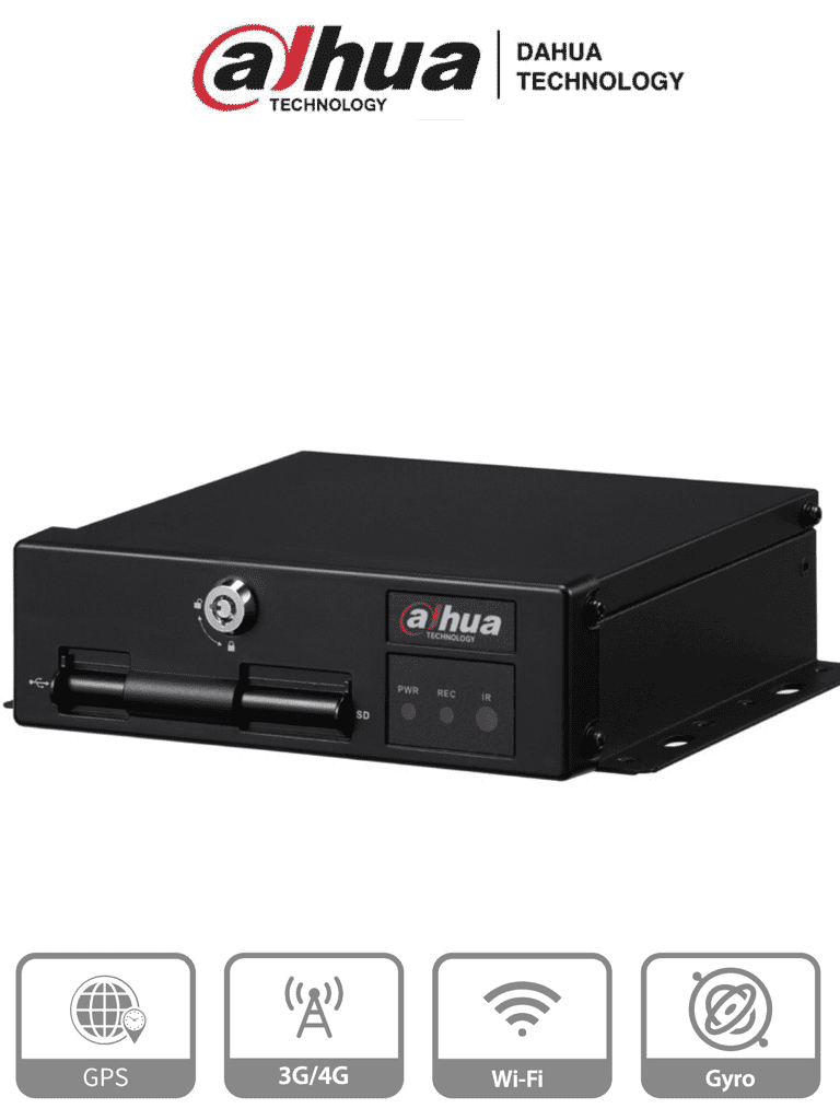 DVR Móvil Dahua MXVR1004-GFWI, 4 Canales Analógicos, 1 IP 1080p, Comunicación 3G/4G Wi-Fi, Reconocimiento Facial, 2 Tarjetas SD, Alarmas
