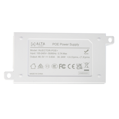 INJECTOR-POE+ - Alta Labs Inyector POE 10,100 1000 Mbit/s 10/100/1000 IEEE 802.3af IEEE 802.3at Blanco 100 - 240 V