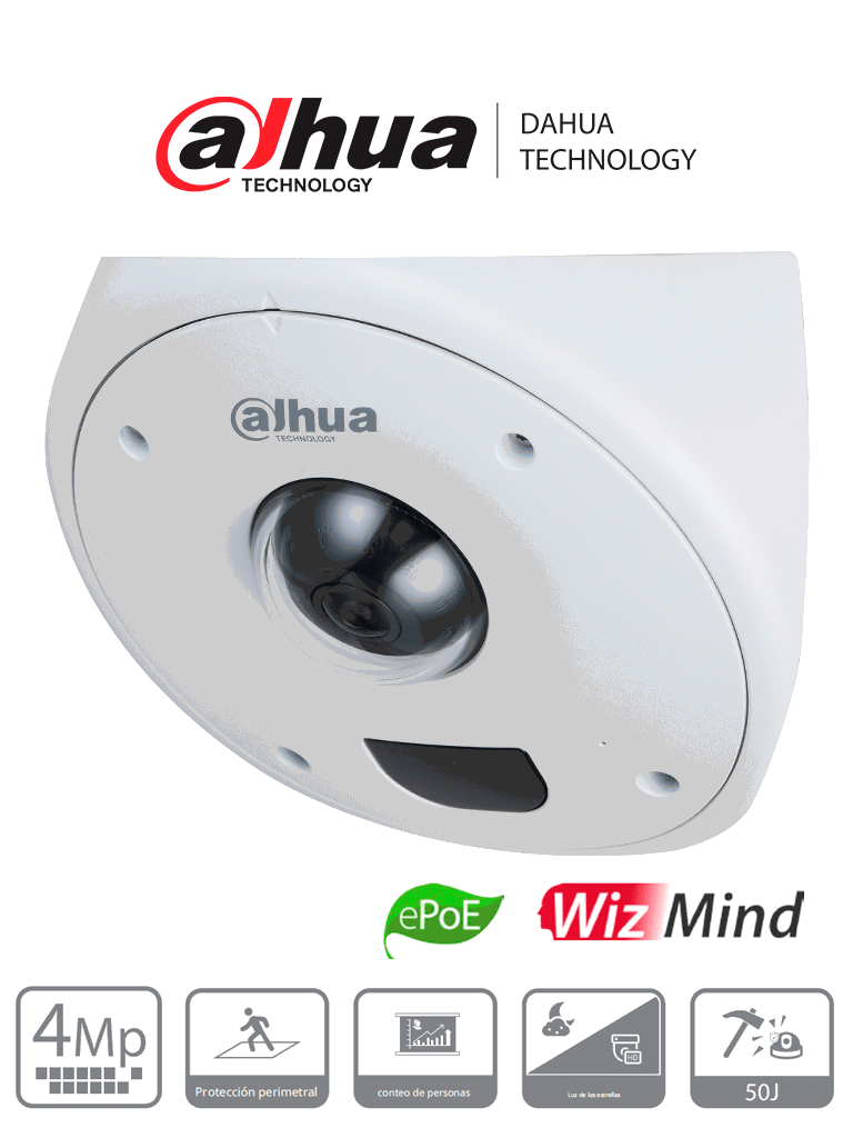 Cámara Domo IP Dahua 4 MP, Lente 2.5 mm, IR 10m, Antivandálico, IP67, IK10, PoE, Alarma, Audio