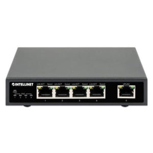 Intellinet Commutateur réseau (switch) Gigabit Ethernet PoE+ 5 ports, 4 ports PoE PSE, compatible IEEE 802.3at/af, budget PoE jusqu’à 62 W, format bur