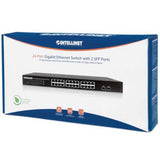 Switch Intellinet 24 Puertos Gigabit Ethernet con 2 Puertos SFP Montaje en Rack 19"