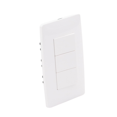 Apagador Triple Sencillo de 10 A/ 127 V CA ~ 60 Hz / Color Blanco.