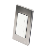 Apagador Doble de 10 A/ 127 V CA ~ 60 Hz /  Placa de Acero.