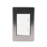 Apagador Doble de 10 A/ 127 V CA ~ 60 Hz /  Placa de Acero.